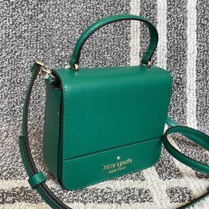 Kate Spade Staci Square Crossbody Saffiano Leather Wintergreen